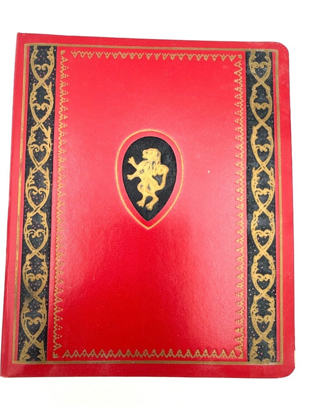 Vintage Address Book Binder Red/Gold Embossed Lion Crest on Front Unused